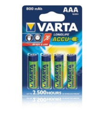 BATTERIE RICARICABILI VARTA AAA 4PZ MINI STILO 1.2 V 800MAH KR3800 COD. 56703 HR03 NIMH RECHARG ACCU POWER