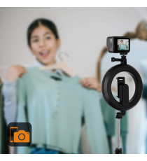 ASTA SUPPORTO SELFIE LINQ ZP9006 CON RING LIGHT - LUCE LED AD ANELLO 6" 10W SMARTPHONE TELECOMANDO LUCE CALDA,FREDDA,BIANCA