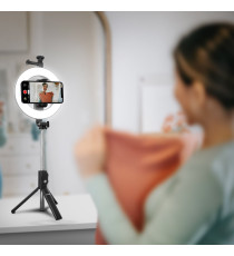 ASTA SUPPORTO SELFIE LINQ ZP9006 CON RING LIGHT - LUCE LED AD ANELLO 6" 10W SMARTPHONE TELECOMANDO LUCE CALDA,FREDDA,BIANCA