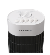 VENTILATORE A TORRETTA ELETTRONICO DIGITALE BIANCO-NERO - 3 VELOCITA' - SENZA PALE - 50W A COLONNA - OSCILLAZIONE 90 GRADI