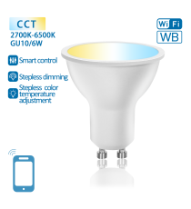 LAMPADINA SMART LED GU10 6W WIFI CCT 2700K-6500K 510 LUMEN D50*H59mm COMPATIBILE CON ALEXA E GOOGLE ASSISTANT FARETTO LAMPADINA SMART LED GU10 6W WIFI CCT 2700K-6500K 510 LUMEN D50*H59mm COMPATIBILE CON ALEXA E GOOGLE ASSISTANT FARETTO