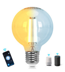 LAMPADINA SMART LED A FILAMENTO G80 6W E27 WIFI CCT 2700K-6500K 850 LUMEN D80H117mm COMPATIBILE CON ALEXA E GOOGLE ASSISTANT