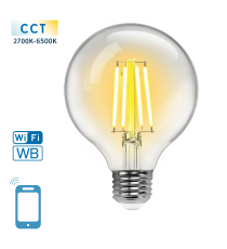 LAMPADINA SMART LED A FILAMENTO G95 6W E27 WIFI CCT 2700K-6500K 850 LUMEN D95H130mm COMPATIBILE ALEXA GOOGLE ASSISTANT LAMPADINA SMART LED A FILAMENTO G95 6W E27 WIFI CCT 2700K-6500K 850 LUMEN D95H130mm COMPATIBILE ALEXA GOOGLE ASSISTANT