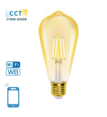 LAMPADINA SMART LED A FILAMENTO AMBRATA ST64 6W E27 WIFI CCT 2700K-6500K 806 LUMEN D64H138mm COMPATIBILE ALEXA GOOGLE ASSISTANT LAMPADINA SMART LED A FILAMENTO AMBRATA ST64 6W E27 WIFI CCT 2700K-6500K 806 LUMEN D64H138mm COMPATIBILE ALEXA GOOGLE ASSISTANT