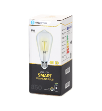 LAMPADINA SMART LED A FILAMENTO ST64 6W E27 WIFI CCT 2700K-6500K 850 LUMEN D64H138mm COMPATIBILE CON ALEXA E GOOGLE ASSISTANT LAMPADINA SMART LED A FILAMENTO ST64 6W E27 WIFI CCT 2700K-6500K 850 LUMEN D64H138mm COMPATIBILE CON ALEXA E GOOGLE ASSISTANT
