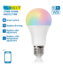 LAMPADINA SMART LED A60 E27 9W WIFI RGB+CCT 2700K-6500K 806 LUMEN D60H118mm COMPATIBILE CON ALEXA E GOOGLE ASSISTANT LAMPADINA SMART LED A60 E27 9W WIFI RGB+CCT 2700K-6500K 806 LUMEN D60H118mm COMPATIBILE CON ALEXA E GOOGLE ASSISTANT