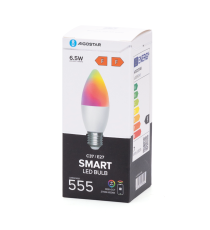 LAMPADINA SMART LED C37 E27 6.5W WIFI RGB+CCT 2700K-6500K 555 LUMEN D37H107mm COMPATIBILE CON ALEXA E GOOGLE ASSISTANT