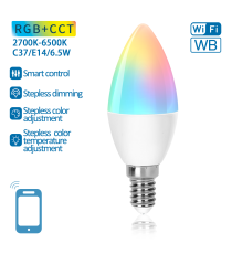 LAMPADINA SMART LED C37 E14 6.5W WIFI RGB+CCT 2700K-6500K 555 LUMEN D37H107mm COMPATIBILE CON ALEXA E GOOGLE ASSISTANT LAMPADINA SMART LED C37 E14 6.5W WIFI RGB+CCT 2700K-6500K 555 LUMEN D37H107mm COMPATIBILE CON ALEXA E GOOGLE ASSISTANT
