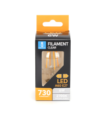 LAMPADINA LED FILAMENTO A60 6W ATTACCO E27 COLOR BOX 730 LUMEN 2700K LUCE CALDA D60H105mm 360 GRADI EQUIVALE A 55W INCADESCENZA LAMPADINA LED FILAMENTO A60 6W ATTACCO E27 COLOR BOX 730 LUMEN 2700K LUCE CALDA D60H105mm 360 GRADI EQUIVALE A 55W INCADESCENZA