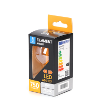 Lampadina led a filamento A60 8W ambrata attacco E27 750 lumen 2200K luce calda D60H105mm equivale a 57W incandescenza Lampadina led a filamento A60 8W ambrata attacco E27 750 lumen 2200K luce calda D60H105mm equivale a 57W incandescenza