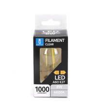 LAMPADINA LED FILAMENTO A60 8W ATTACCO E27 COLOR BOX 1000 LUMEN 6500K LUCE FREDDA D60H105mm EQUIVALE A 72W INCADESCENZA LAMPADINA LED FILAMENTO A60 8W ATTACCO E27 COLOR BOX 1000 LUMEN 6500K LUCE FREDDA D60H105mm EQUIVALE A 72W INCADESCENZA