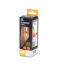 LAMPADINA LED FILAMENTO C35 4W AMBRATA ATTACCO E14 COLOR BOX 400 LUMEN 2200K LUCE CALDA D35H97mm EQUIVALE A 35W INCADESCENZA LAMPADINA LED FILAMENTO C35 4W AMBRATA ATTACCO E14 COLOR BOX 400 LUMEN 2200K LUCE CALDA D35H97mm EQUIVALE A 35W INCADESCENZA