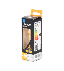 LAMPADINA LED FILAMENTO C35 4W ATTACCO E14 COLOR BOX 470 LUMEN 2700K LUCE CALDA D35H97mm EQUIVALE A 40W INCADESCENZA