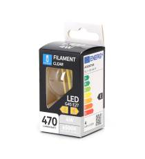 LAMPADINA LED FILAMENTO G45 4W ATTACCO E27 COLOR BOX 470 LUMEN 6500K LUCE FREDDA D45H73mm EQUIVALE A 40W INCADESCENZA LAMPADINA LED FILAMENTO G45 4W ATTACCO E27 COLOR BOX 470 LUMEN 6500K LUCE FREDDA D45H73mm EQUIVALE A 40W INCADESCENZA