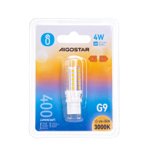 LAMPADINA LED G9 4W 400 LUMEN 3000K LUCE CALDA L55W17H17mm ANGOLO 360 GRADI EQUIVALE A 35W INCADESCENZA - AIGOSTAR LAMPADINA LED G9 4W 400 LUMEN 3000K LUCE CALDA L55W17H17mm ANGOLO 360 GRADI EQUIVALE A 35W INCADESCENZA - AIGOSTAR