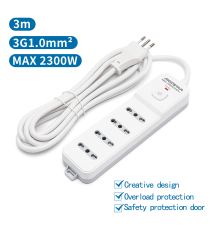 MULTIPRESA CIABATTA ELETTRICA 4 POSTI CON INTERRUTTORE GENERALE CAVO DA 3 METRI SPINA:10A 250V 2P+E PRESA:4-WAY P17/P11