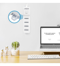 MULTIPRESA CIABATTA ELETTRICA 4 POSTI CON INTERRUTTORE GENERALE CAVO DA 3 METRI SPINA:10A 250V 2P+E PRESA:4-WAY P17/P11