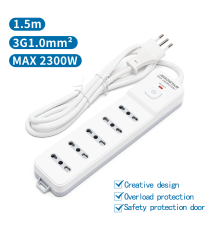 MULTIPRESA CIABATTA ELETTRICA 5 POSTI CON INTERRUTTORE GENERALE CAVO DA 1,5 METRI SPINA:10A 250V 2P+E PRESA:5-WAY P17/P11