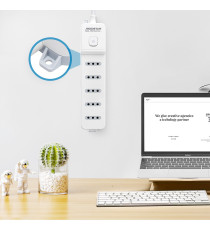 MULTIPRESA CIABATTA ELETTRICA 5 POSTI CON INTERRUTTORE GENERALE CAVO DA 3 METRI SPINA:10A 250V 2P+E PRESA:10A 250V 5-WAY P11