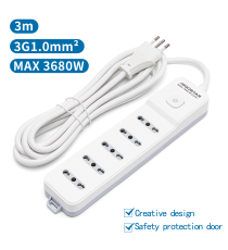 MULTIPRESA CIABATTA ELETTRICA 5 POSTI CON INTERRUTTORE GENERALE CAVO DA 3 METRI SPINA:16A 250V 2P+E PRESA:16A 250V 5-WAY P17-P11