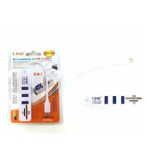 HUB LINQ TPC-512 A 3 PORTE USB 2.0 - HUB CON CAVO TYPE-C - SLOT LETTORE MICRO SD - SD - BIANCO O NERO - DA TYPE-C A 3 USB