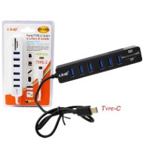HUB LINQ TPC-H909 A 6 PORTE USB 2.0 - HUB CON CAVO TYPE-C - SLOT LETTORE MICRO SD - SD - BIANCO O NERO - DA TYPE-C A 6 USB HUB LINQ TPC-H909 A 6 PORTE USB 2.0 - HUB CON CAVO TYPE-C - SLOT LETTORE MICRO SD - SD - BIANCO O NERO - DA TYPE-C A 6 USB