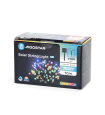 CATENA LUMINOSA LED CON PANNELLO SOLARE - LUCE RGBY - IP65 100 LED 12MT- ACCENSIONE AUTOMATICA NOTTURNA AIGOSTAR CATENA LUMINOSA LED CON PANNELLO SOLARE - LUCE RGBY - IP65 100 LED 12MT- ACCENSIONE AUTOMATICA NOTTURNA AIGOSTAR