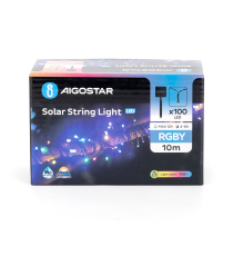 CATENA LUMINOSA LED CON PANNELLO SOLARE - LUCE RGBY - IP65 100 LED 12MT- ACCENSIONE AUTOMATICA NOTTURNA AIGOSTAR CATENA LUMINOSA LED CON PANNELLO SOLARE - LUCE RGBY - IP65 100 LED 12MT- ACCENSIONE AUTOMATICA NOTTURNA AIGOSTAR