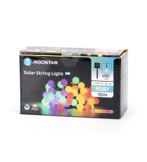 CATENA LUMINOSA LED CON PANNELLO SOLARE - LUCE RGBY - IP65 50 LED A SFERA 12MT- ACCENSIONE AUTOMATICA NOTTURNA AIGOSTAR CATENA LUMINOSA LED CON PANNELLO SOLARE - LUCE RGBY - IP65 50 LED A SFERA 12MT- ACCENSIONE AUTOMATICA NOTTURNA AIGOSTAR