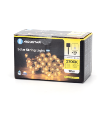 CATENA LUMINOSA LED CON PANNELLO SOLARE - LUCE RGBY - IP65 50 LED A SFERA CRYSTAL 12MT- ACCENSIONE AUTOMATICA NOTTURNA AIGOSTAR CATENA LUMINOSA LED CON PANNELLO SOLARE - LUCE RGBY - IP65 50 LED A SFERA CRYSTAL 12MT- ACCENSIONE AUTOMATICA NOTTURNA AIGOSTAR