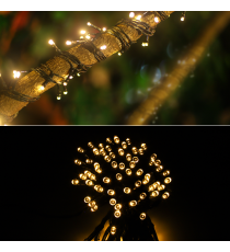 CATENA LUMINOSA LED CON PANNELLO SOLARE - LUCE CALDA 2700K - IP65 100 LED 12MT- ACCENSIONE AUTOMATICA NOTTURNA AIGOSTAR