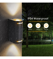 APPLIQUE NERO IN ALLUMINIO CON 2 ATTACCHI GU10 MAX 15W - PROTEZIONE IP54 DA INTERNO E DA ESTERNO MISURA L152W69H92mm WALL LIGHT