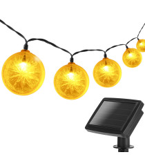 CATENA LUMINOSA LED CON PANNELLO SOLARE - LUCE CALDA CCT2700K-3000K IP44 10 LAMPADINE LIMONE 3.8MT ACCENSIONE AUTOMATICA NOTTE CATENA LUMINOSA LED CON PANNELLO SOLARE - LUCE CALDA CCT2700K-3000K IP44 10 LAMPADINE LIMONE 3.8MT ACCENSIONE AUTOMATICA NOTTE