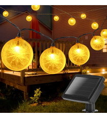 CATENA LUMINOSA LED CON PANNELLO SOLARE - LUCE CALDA CCT2700K-3000K IP44 10 LAMPADINE LIMONE 3.8MT ACCENSIONE AUTOMATICA NOTTE CATENA LUMINOSA LED CON PANNELLO SOLARE - LUCE CALDA CCT2700K-3000K IP44 10 LAMPADINE LIMONE 3.8MT ACCENSIONE AUTOMATICA NOTTE