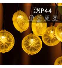 CATENA LUMINOSA LED CON PANNELLO SOLARE - LUCE CALDA CCT2700K-3000K IP44 10 LAMPADINE LIMONE 3.8MT ACCENSIONE AUTOMATICA NOTTE CATENA LUMINOSA LED CON PANNELLO SOLARE - LUCE CALDA CCT2700K-3000K IP44 10 LAMPADINE LIMONE 3.8MT ACCENSIONE AUTOMATICA NOTTE