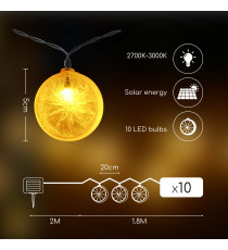 CATENA LUMINOSA LED CON PANNELLO SOLARE - LUCE CALDA CCT2700K-3000K IP44 10 LAMPADINE LIMONE 3.8MT ACCENSIONE AUTOMATICA NOTTE CATENA LUMINOSA LED CON PANNELLO SOLARE - LUCE CALDA CCT2700K-3000K IP44 10 LAMPADINE LIMONE 3.8MT ACCENSIONE AUTOMATICA NOTTE