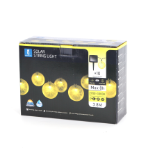 CATENA LUMINOSA LED CON PANNELLO SOLARE - LUCE CALDA CCT2700K-3000K IP44 10 LAMPADINE LIMONE 3.8MT ACCENSIONE AUTOMATICA NOTTE CATENA LUMINOSA LED CON PANNELLO SOLARE - LUCE CALDA CCT2700K-3000K IP44 10 LAMPADINE LIMONE 3.8MT ACCENSIONE AUTOMATICA NOTTE