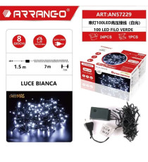 CATENA LUMINOSA LED DA 100 LUCCIOLE DA INTERNO ARRANGO 57229 8,5MT LUCE FREDDA BIANCA 8 GIOCHI LUMINOSI - FILO VERDE 220V-240V CATENA LUMINOSA LED DA 100 LUCCIOLE DA INTERNO ARRANGO 57229 8,5MT LUCE FREDDA BIANCA 8 GIOCHI LUMINOSI - FILO VERDE 220V-240V