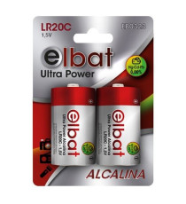BATTERIE ELBAT EB0323 LR 20C TIPO D 2PZ MN1300 TORCIA ULTRA POWER ALCALINA 1,5V DURATA GARANTITA