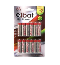 Batterie Alcaline Elbat AA LR6 1.5V Stilo Confezione 12 Pezzi Senza Mercurio Cadmio e Piombo Telecomandi Giocattoli Dispositivi