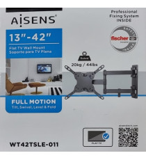 SUPPORTO STAFFA PORTA TV DA 13 A 42 POLLICI CON BRACCIO GIREVOLE AISENS WT42TSLE-00911 -DA13" A 42"-PORTATA 20KG-VESA 200X200 SUPPORTO STAFFA PORTA TV DA 13 A 42 POLLICI CON BRACCIO GIREVOLE AISENS WT42TSLE-00911 -DA13" A 42"-PORTATA 20KG-VESA 200X200
