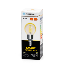 LAMPADINA SMART LED FILAMENTO A SFERA G45 4.5W E14 WIFI CCT 2700K-6500K 470 LUMEN D45H107.5mm ALEXA E GOOGLE ASSISTANT