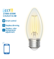 LAMPADINA SMART LED FILAMENTO A CANDELA C35 4.5W E27 WIFI CCT 2700K-6500K 470 LUMEN D35H92mm ALEXA E GOOGLE ASSISTANT LAMPADINA SMART LED FILAMENTO A CANDELA C35 4.5W E27 WIFI CCT 2700K-6500K 470 LUMEN D35H92mm ALEXA E GOOGLE ASSISTANT
