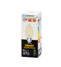 LAMPADINA SMART LED FILAMENTO A CANDELA C35 4.5W E27 WIFI CCT 2700K-6500K 470 LUMEN D35H92mm ALEXA E GOOGLE ASSISTANT LAMPADINA SMART LED FILAMENTO A CANDELA C35 4.5W E27 WIFI CCT 2700K-6500K 470 LUMEN D35H92mm ALEXA E GOOGLE ASSISTANT
