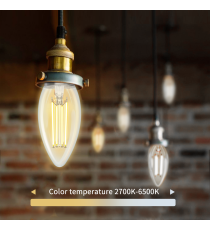 LAMPADINA SMART LED FILAMENTO A CANDELA C35 4.5W E27 WIFI CCT 2700K-6500K 470 LUMEN D35H92mm ALEXA E GOOGLE ASSISTANT LAMPADINA SMART LED FILAMENTO A CANDELA C35 4.5W E27 WIFI CCT 2700K-6500K 470 LUMEN D35H92mm ALEXA E GOOGLE ASSISTANT
