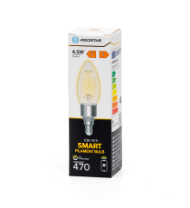 LAMPADINA SMART LED FILAMENTO A CANDELA C35 4.5W E14 WIFI CCT 2700K-6500K 470 LUMEN D35H119mm ALEXA E GOOGLE ASSISTANT LAMPADINA SMART LED FILAMENTO A CANDELA C35 4.5W E14 WIFI CCT 2700K-6500K 470 LUMEN D35H119mm ALEXA E GOOGLE ASSISTANT
