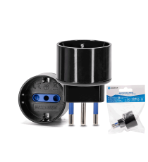 ADATTATORE ROTONDO CON PRESA SHUKO 10A 250V SPINA 10A 2P+E NERO MAX 1500W 10A 250V-S11 10A 250V 1-WAY P30 PROTEZIONE BAMBINI