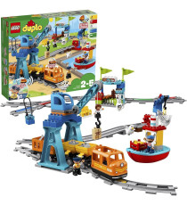 Lego Duplo - Il grande treno merci - LEGO 10875 Set Push & Go, Luci e Suoni, Costruzioni Creative, Gru ANNI 2+ Lego Duplo - Il grande treno merci - LEGO 10875 Set Push & Go, Luci e Suoni, Costruzioni Creative, Gru ANNI 2+