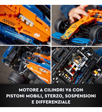 Lego Technic - Monoposto McLaren Formula 1 - Lego 42141 Auto Replica Supercar F1 ANNI 18+ Lego Technic - Monoposto McLaren Formula 1 - Lego 42141 Auto Replica Supercar F1 ANNI 18+