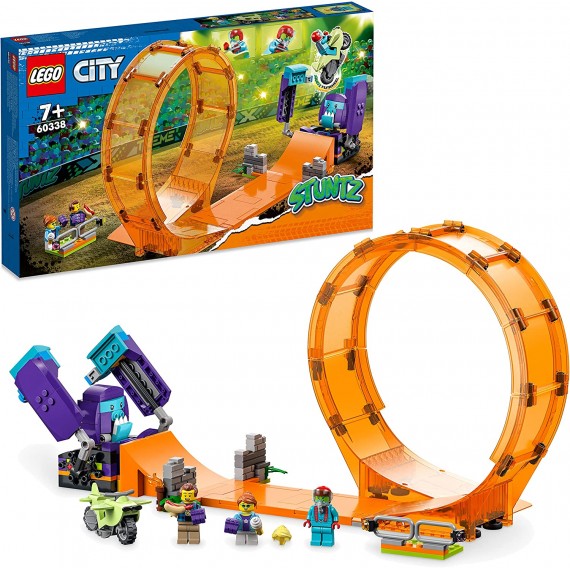 Lego City Stuntz - Giro della morte dello scimpanzé - LEGO 60338 Moto Giocattolo Carica e Vai con Minifigure - ANNI 7+